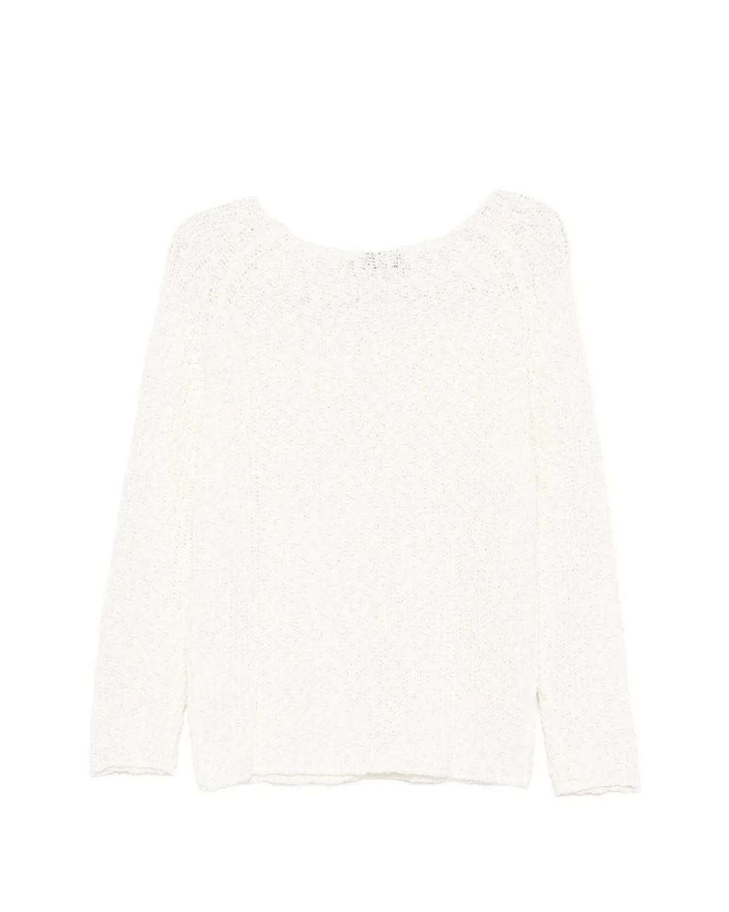 DUNST White Crochet Crewneck Jumper
