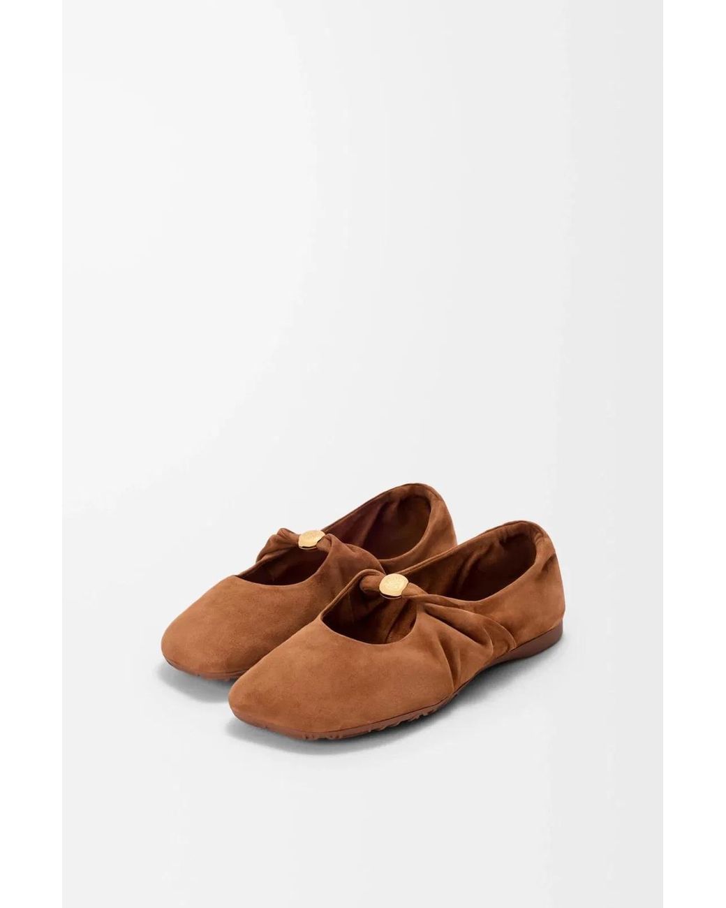 Loewe White Pebble Soft Suede Ballet Flats