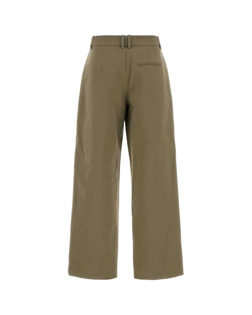 Magda Butrym Green Khaki Cotton Wide-Leg Pant