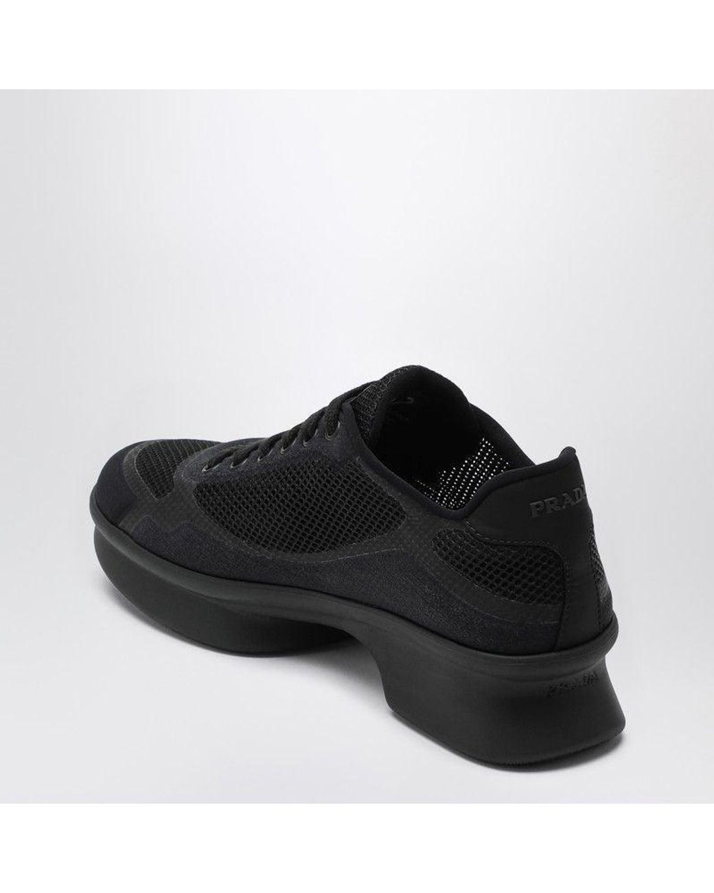 Prada Black Logo Plaque Sneakers
