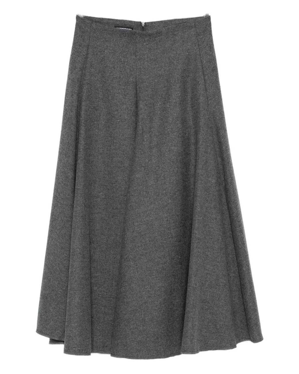 Susanne Bommer Gray Wool Midi Skirt