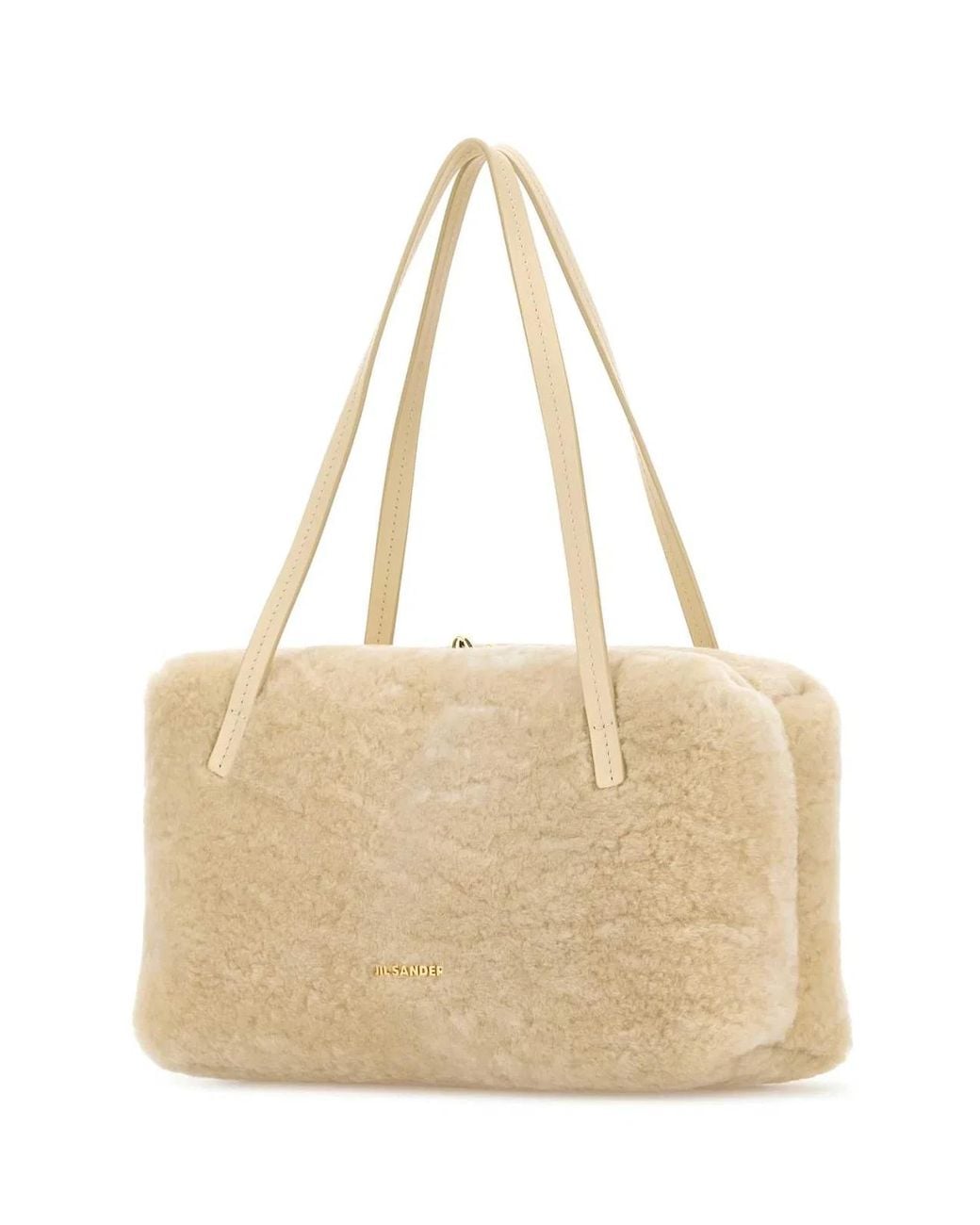 Jil Sander Natural Ivory Shearling Goji Pillow Shoulder Bag
