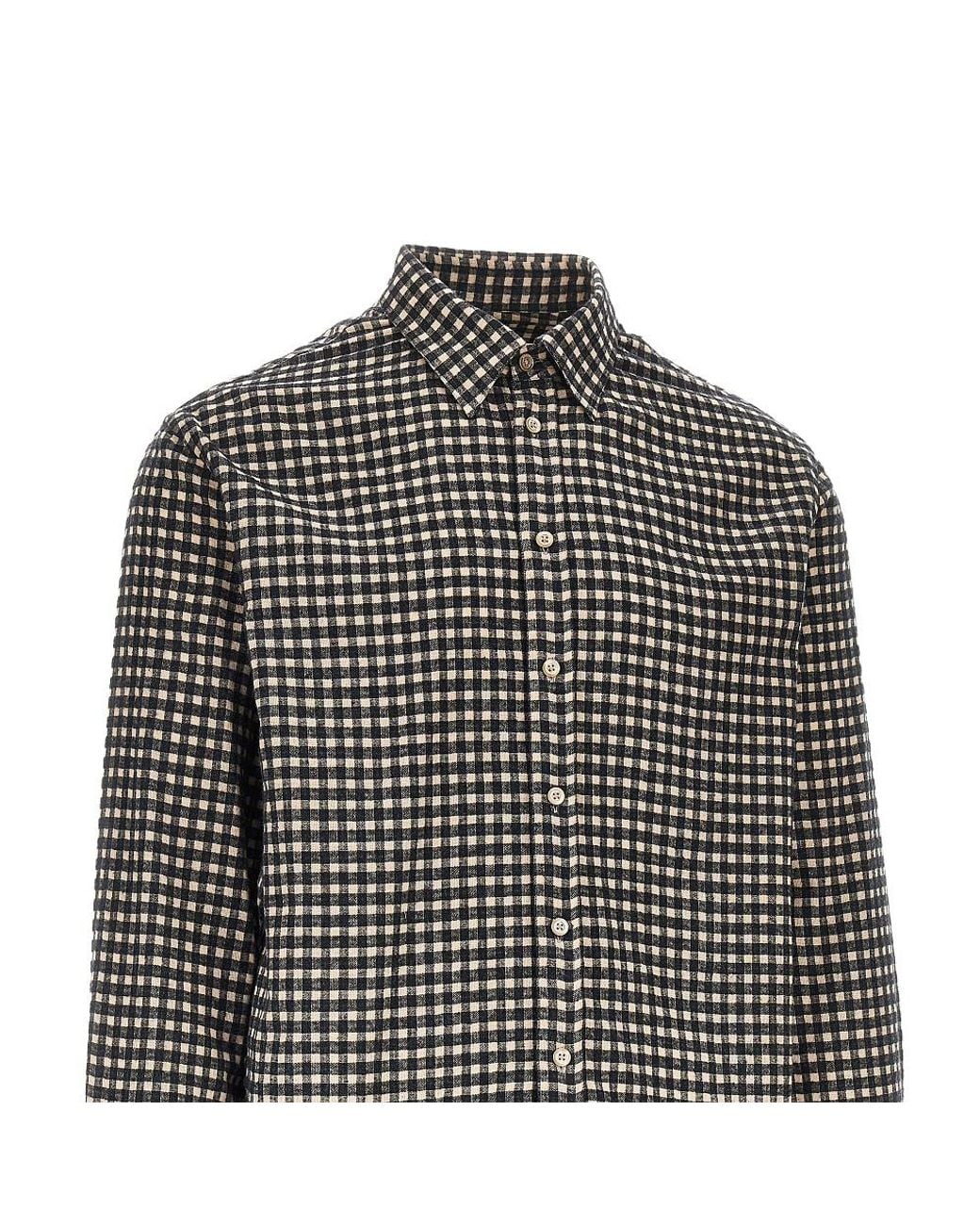 Emporio Armani Gray Flannel Shirt With Check Motif for men