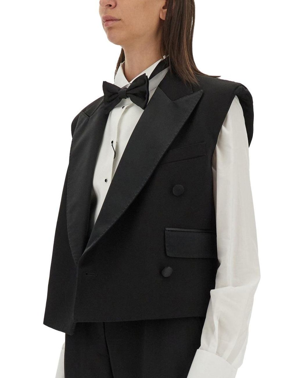 Dolce & Gabbana Black Double-Breasted Sleeveless Jacket