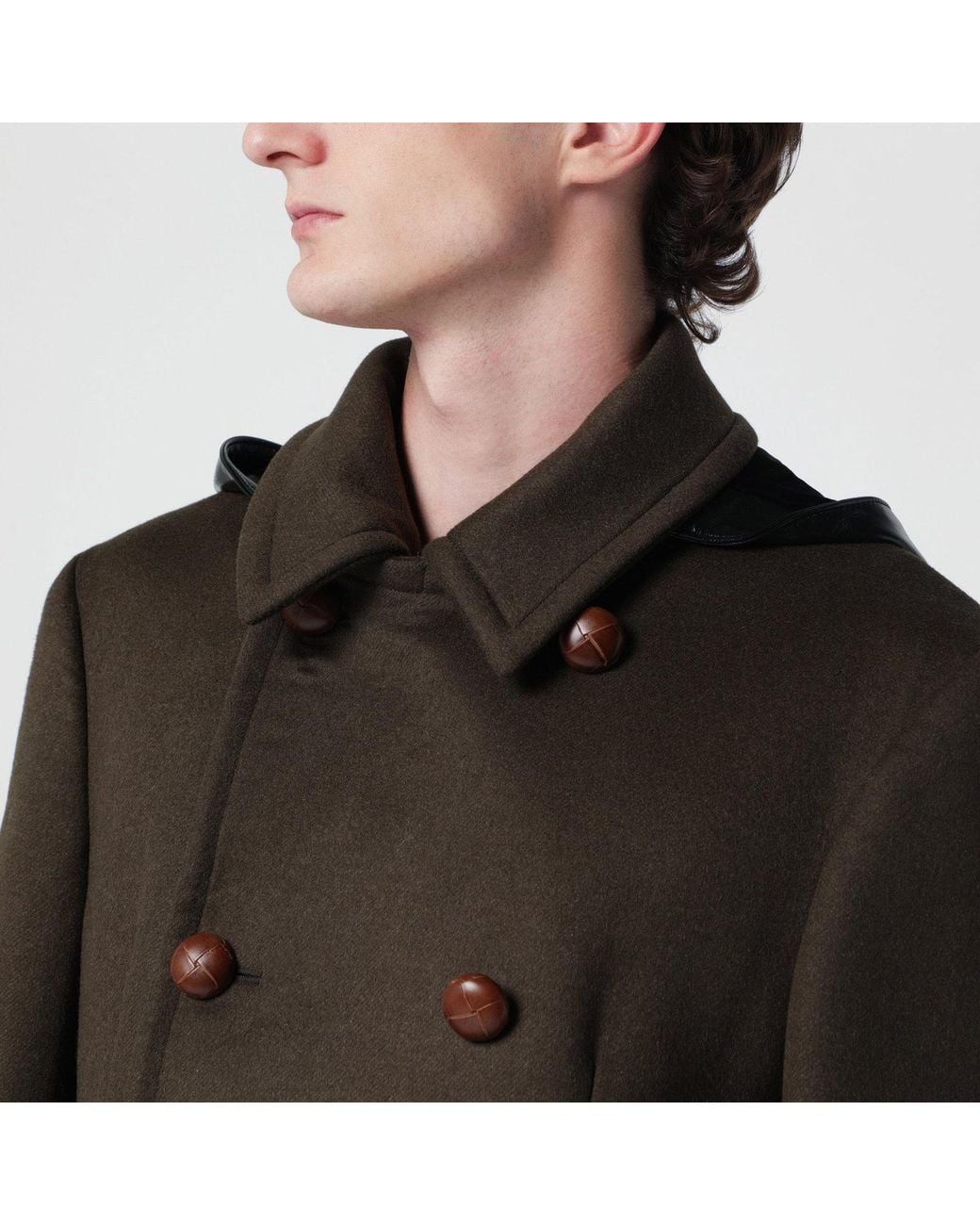 NAMACHEKO Black Doublebreasted Wool Coat for men