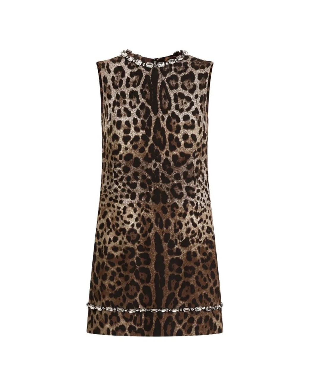 Dolce & Gabbana Natural Leo-Print Cady Dress