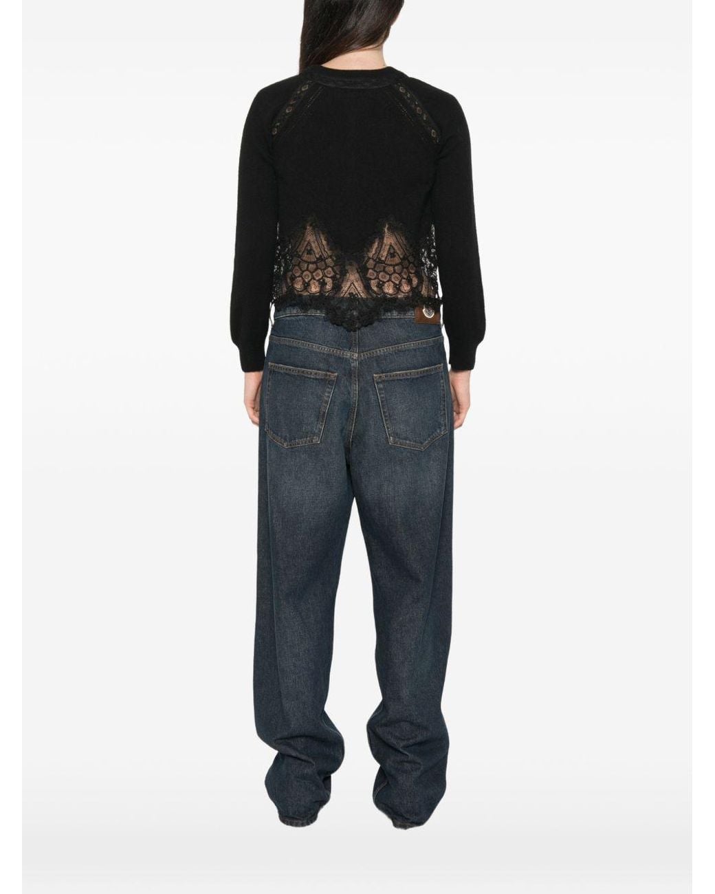 Ermanno Scervino Black Cashmere Lace Cardigan