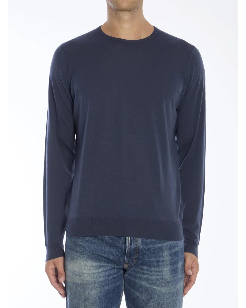 John Smedley Blue Lundy Pullover for men