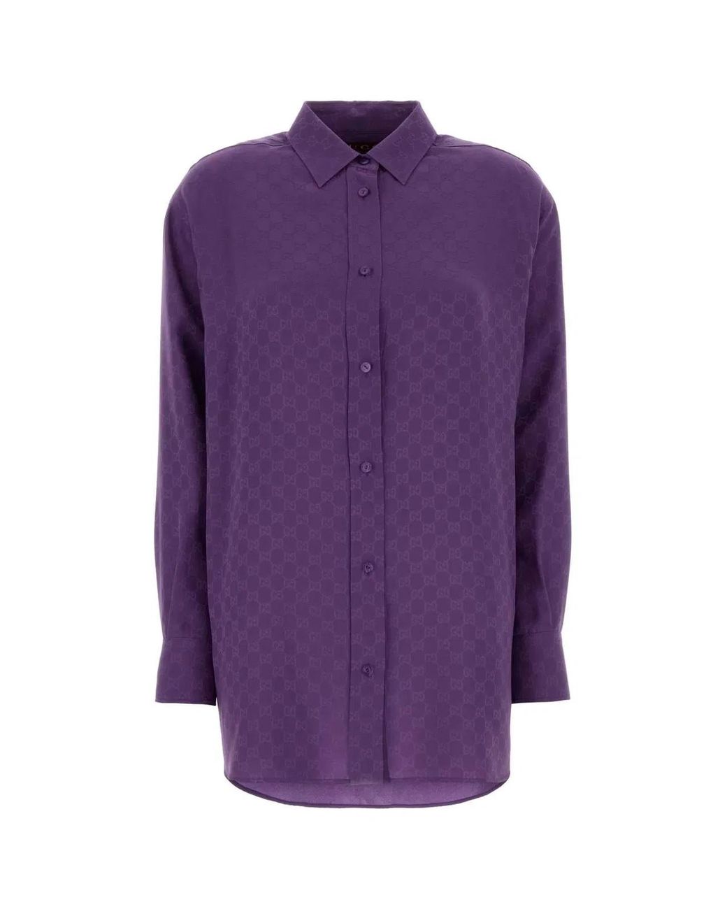 Gucci Purple Silk Monogram Shirt