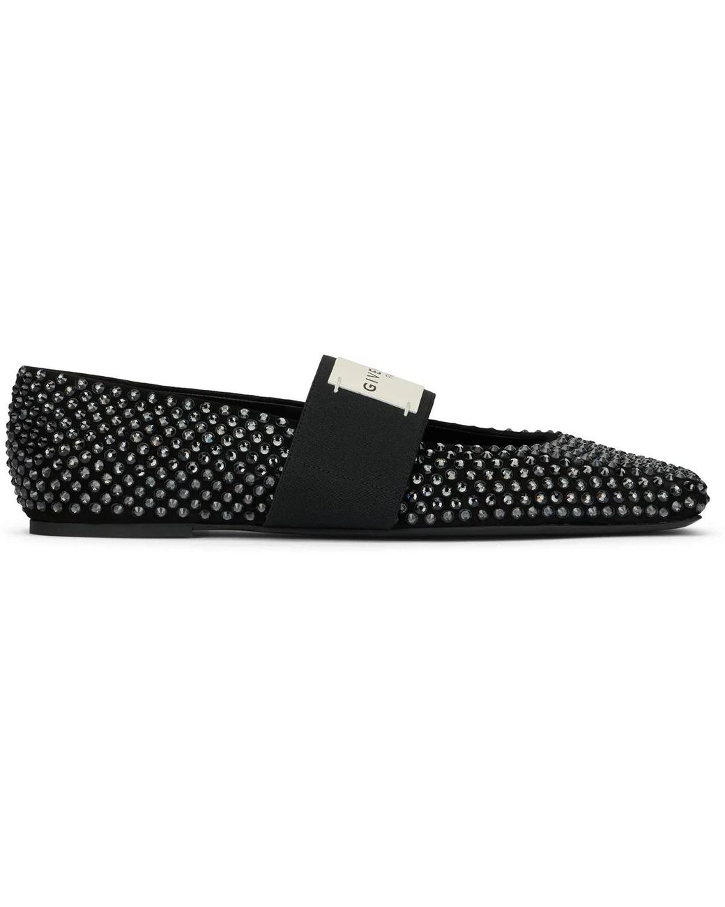 Givenchy Black Sliced Square Ballerinas With Rhinestones