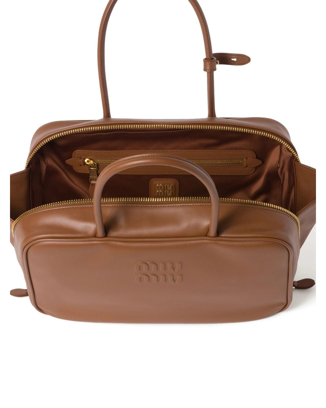 Miu Miu Brown Large Beau Leather Tote Bag
