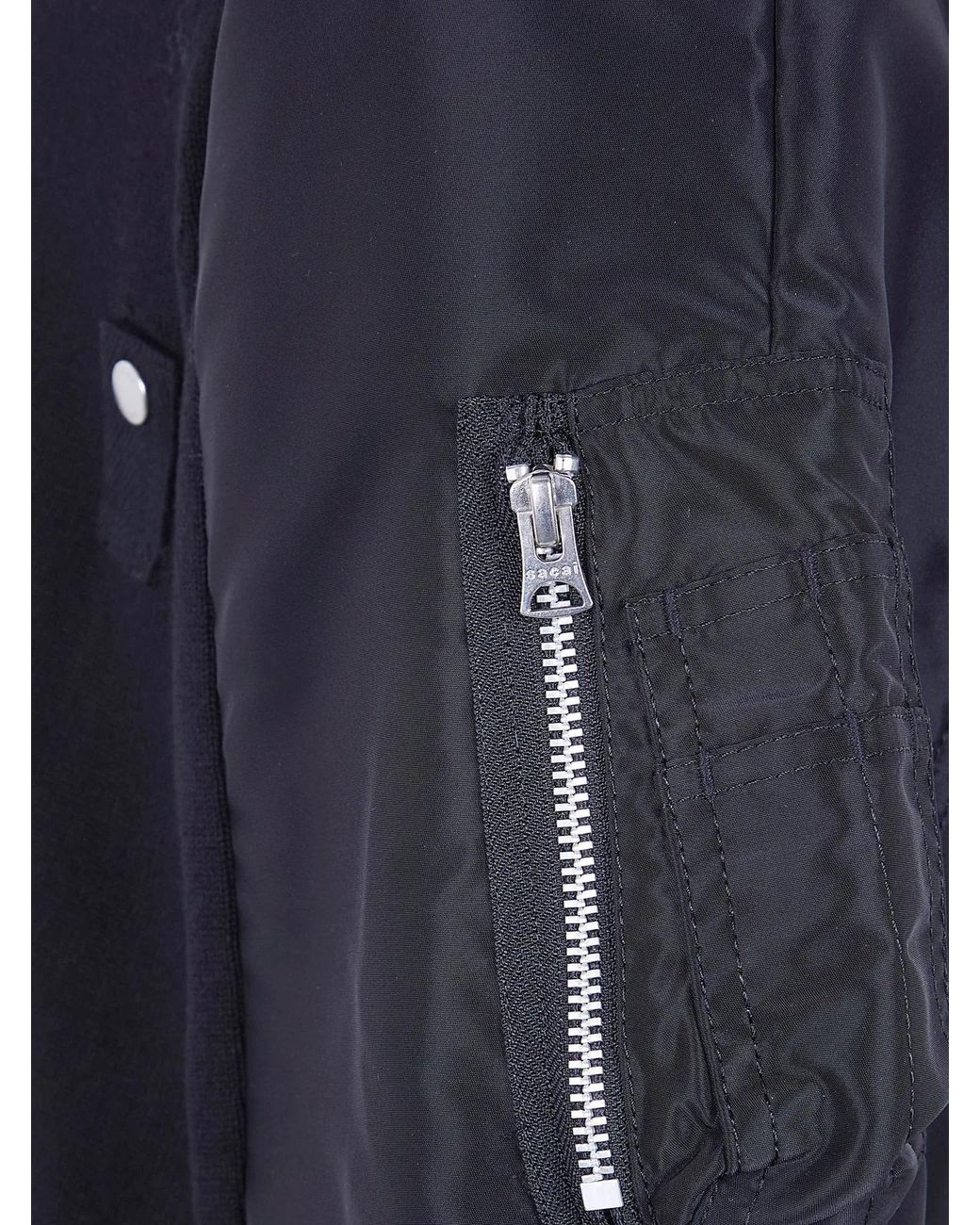 Sacai Blue Nylon Twill X Knit Cardigan for men