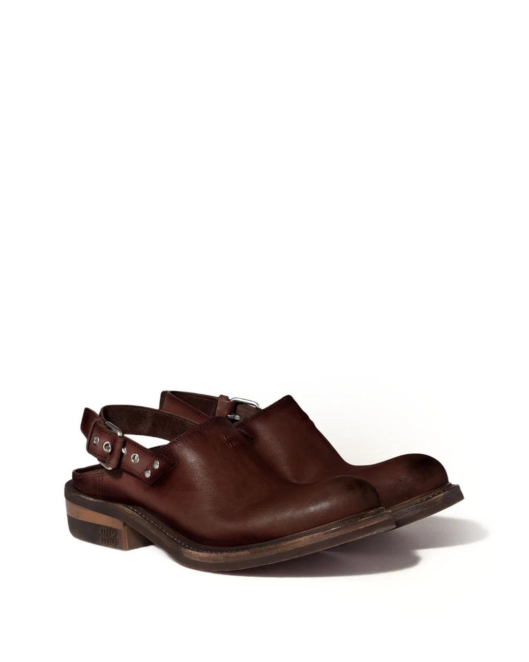 Miu Miu Brown Buckle Mules