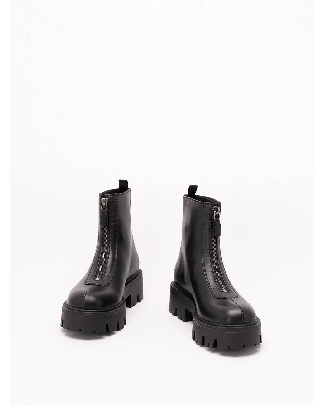 Prada Black Leather Zipper Booties