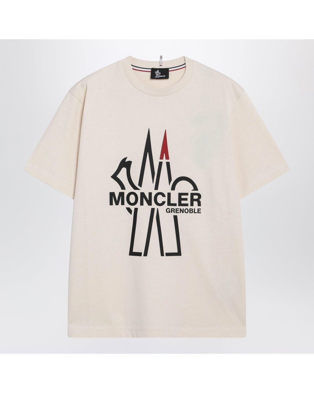 Moncler Natural Ivory Cotton T-Shirt With Logo for men