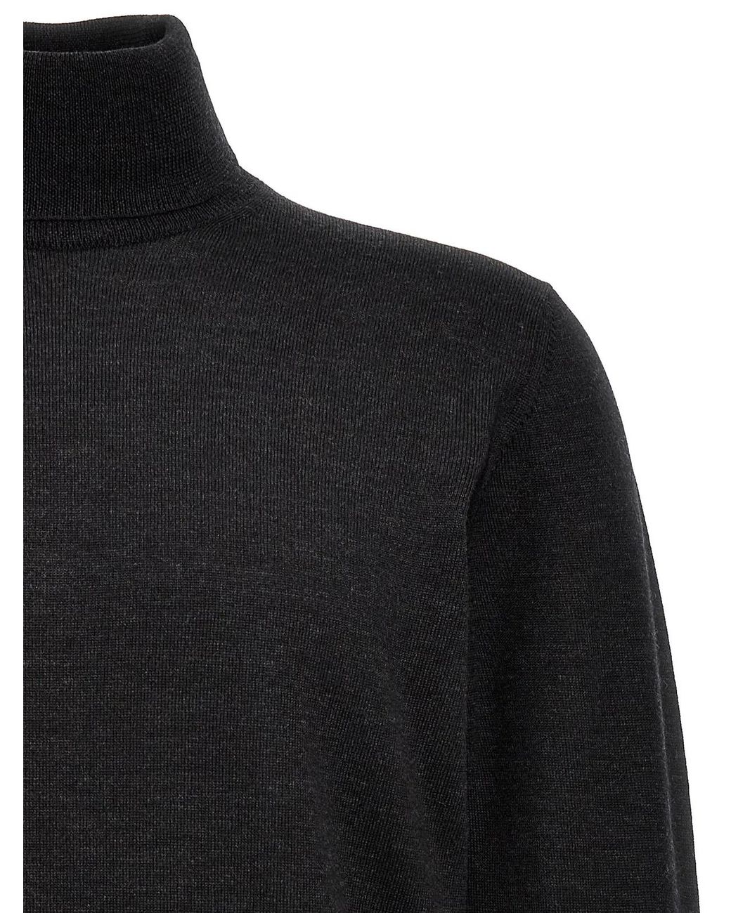 Roberto Collina Black Wool Turtleneck Sweater for men
