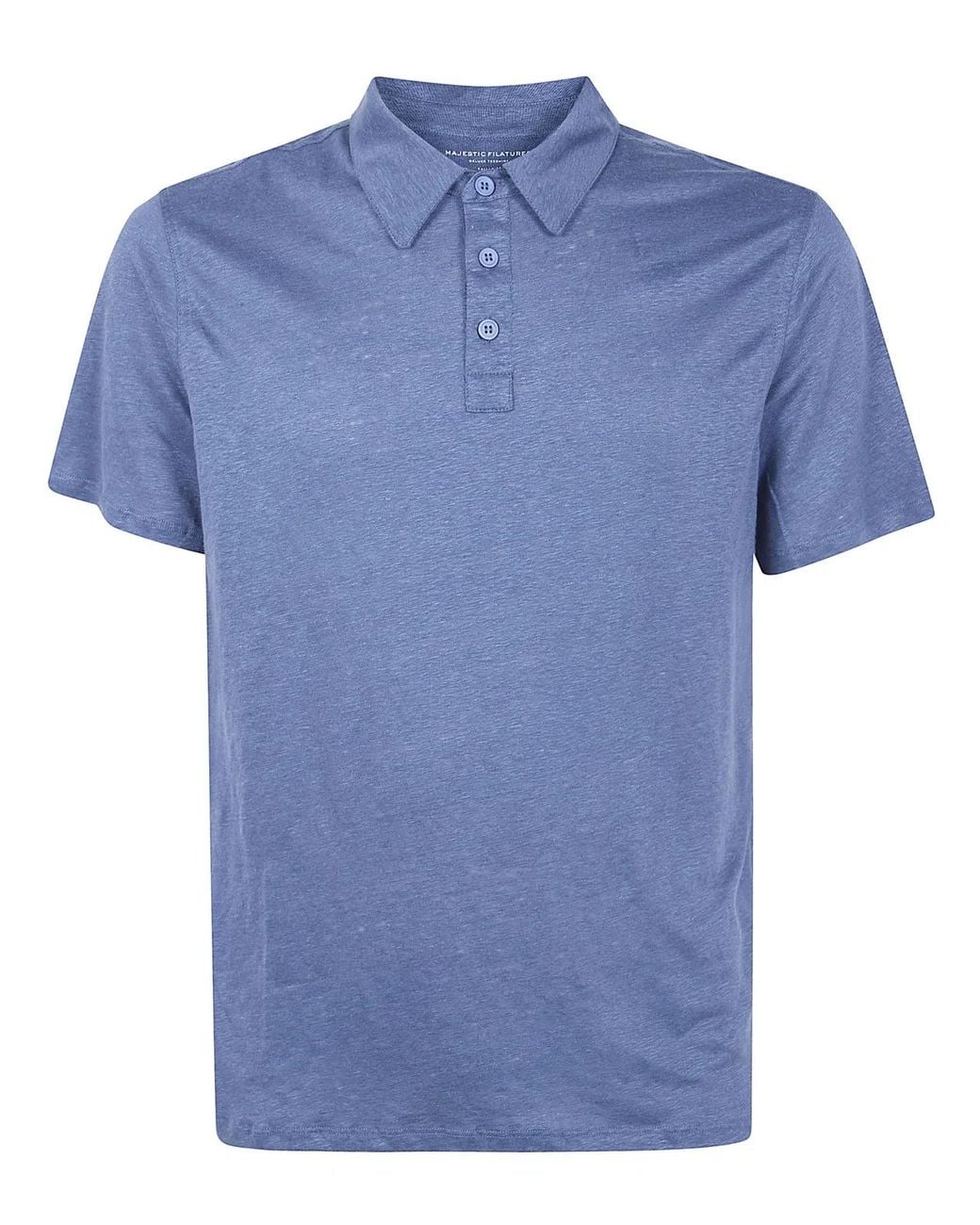 Majestic Blue Linen Short Sleeves Polo Shirt for men