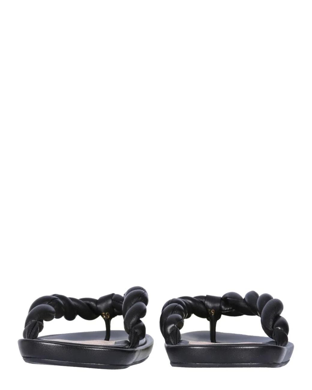 Red(v) Black (V) Leather Slide Sandals