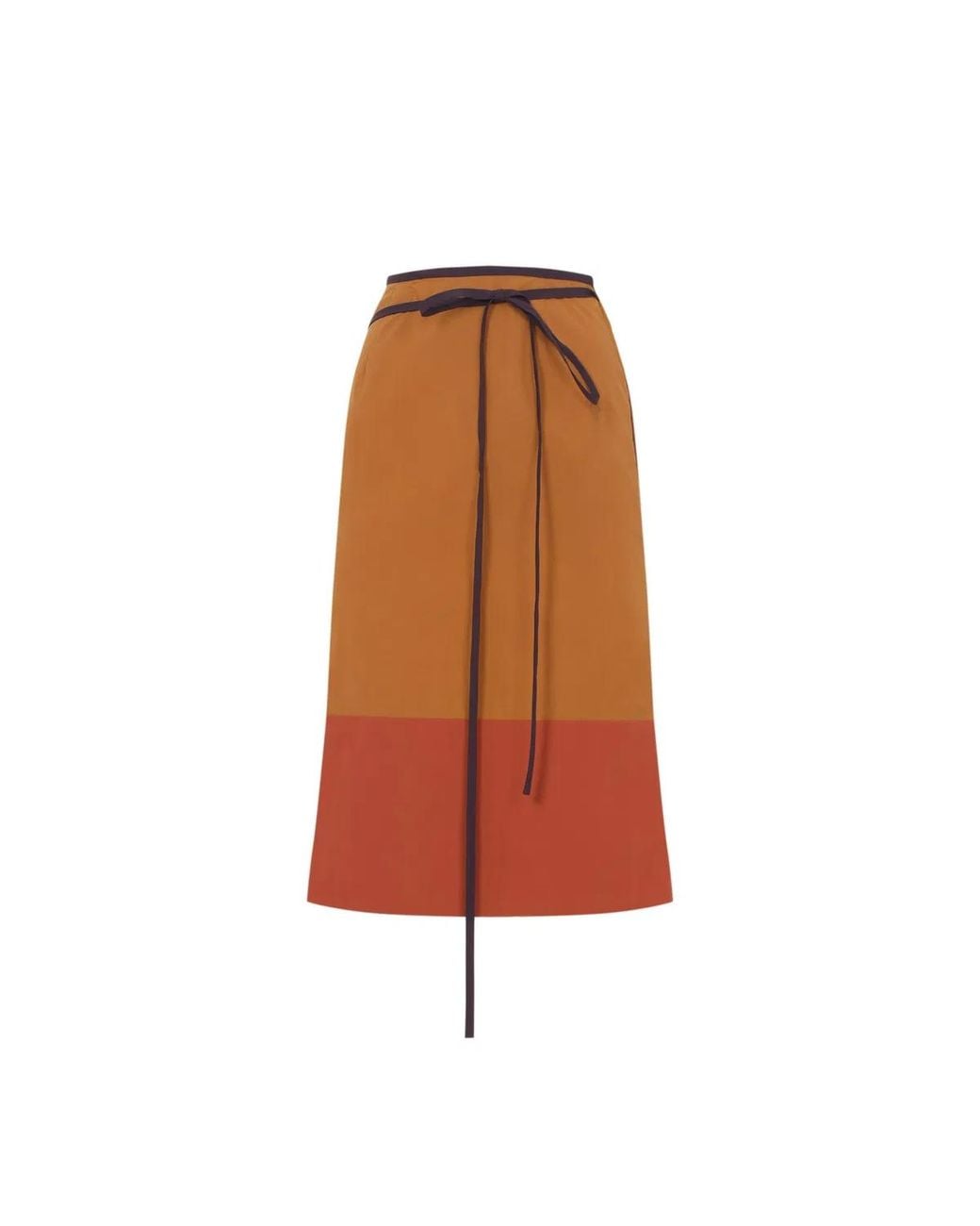 Saint Laurent Brown Nylon Midi Skirt
