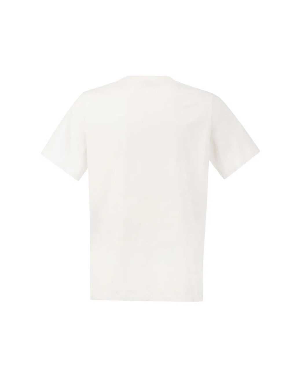 Peserico White Stretch Cotton T-Shirt With Punto Luce Chest Pocket Detail
