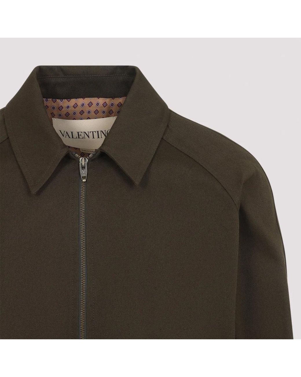 Valentino Garavani Green Cotton Jacket With Vgold Details for men