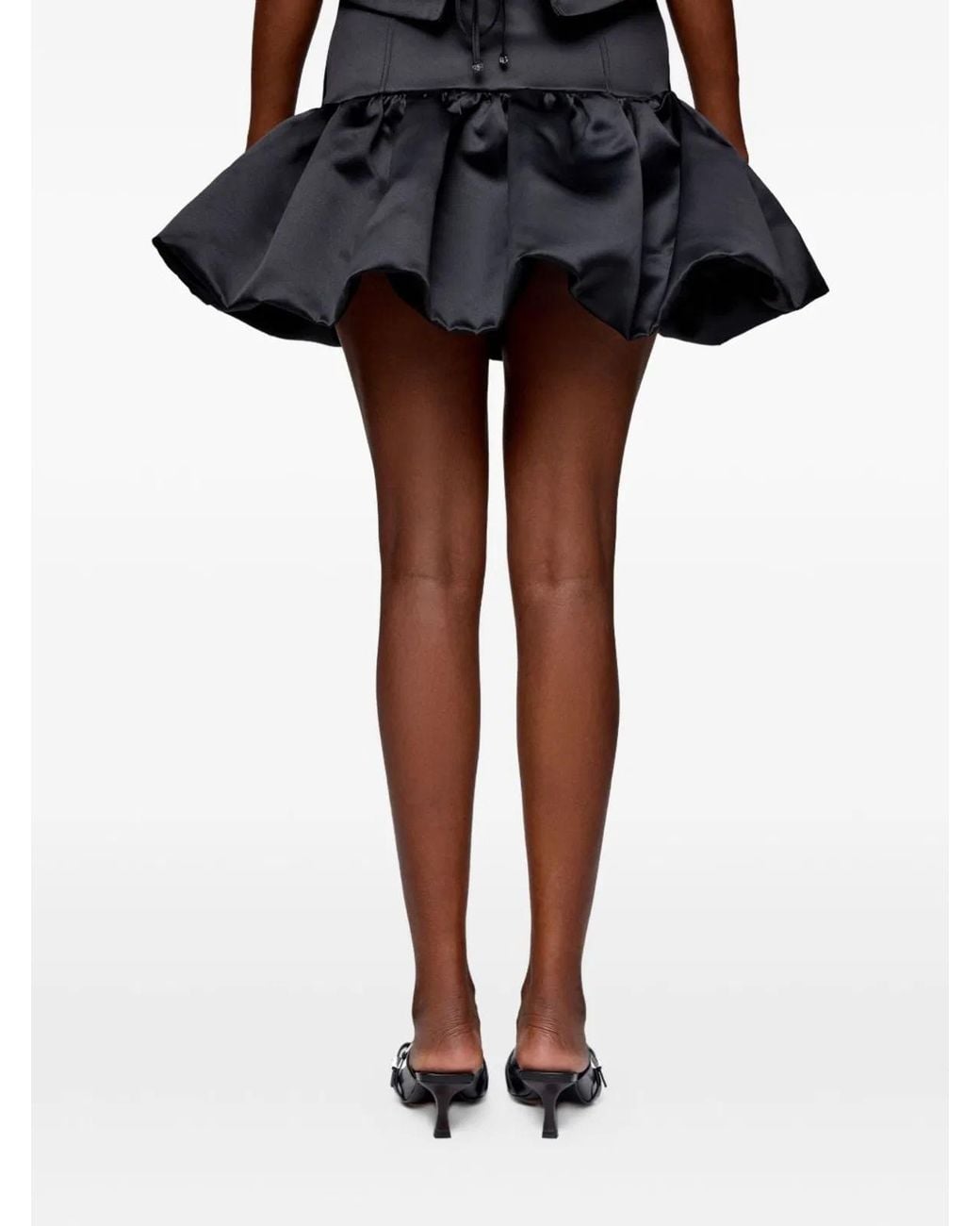 Ganni Black Satin Mini Skirt