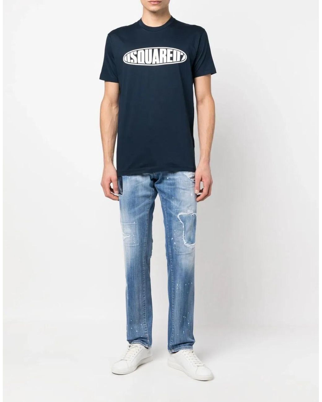 DSquared² Blue Surf Board Logo T-Shirt for men