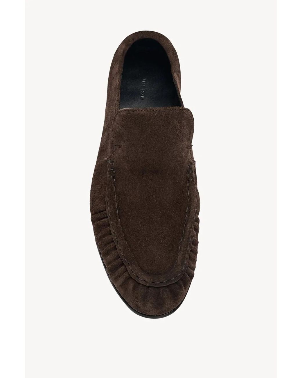 The Row Black Two Gathered Suede Loafers