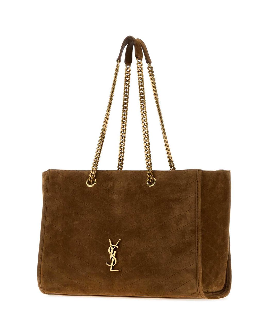 Saint Laurent Brown Suede Shopping Handbag, 33 Cm