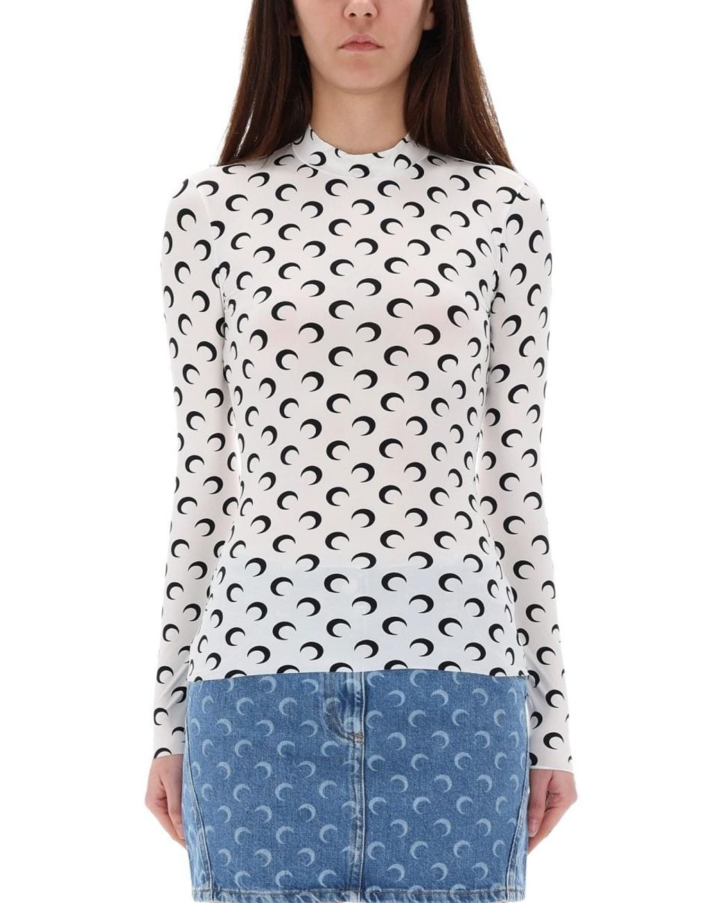 MARINE SERRE White T-Shirt "Moon"
