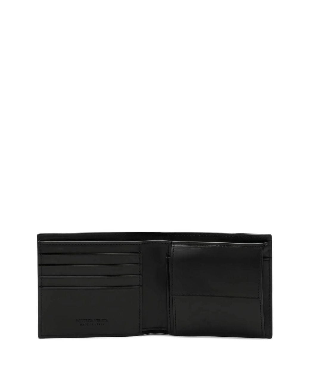 Bottega Veneta Black Woven Leather Bi-Fold Wallet for men
