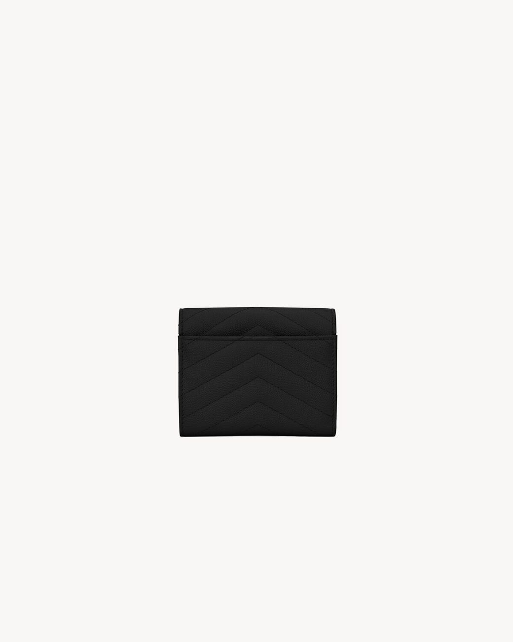 Saint Laurent White Cassandre Matelassé Compact Tri Fold Wallet