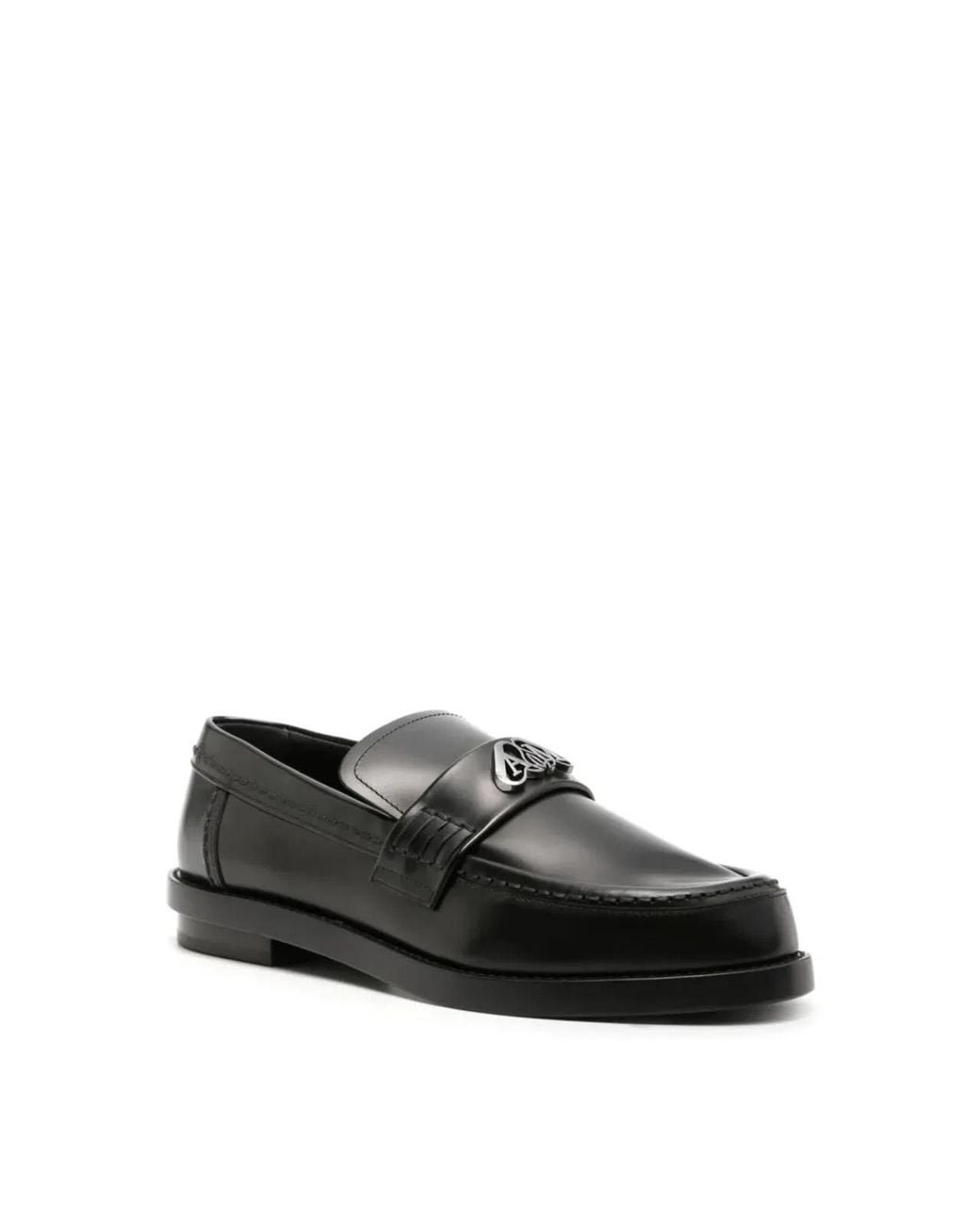 McQueen Black Seal Logo Plaque Loafers
