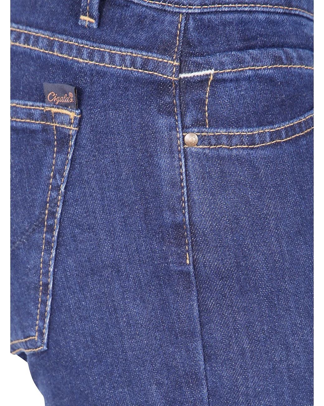 CIGALA'S Blue Denim Ring Stretch Trousers