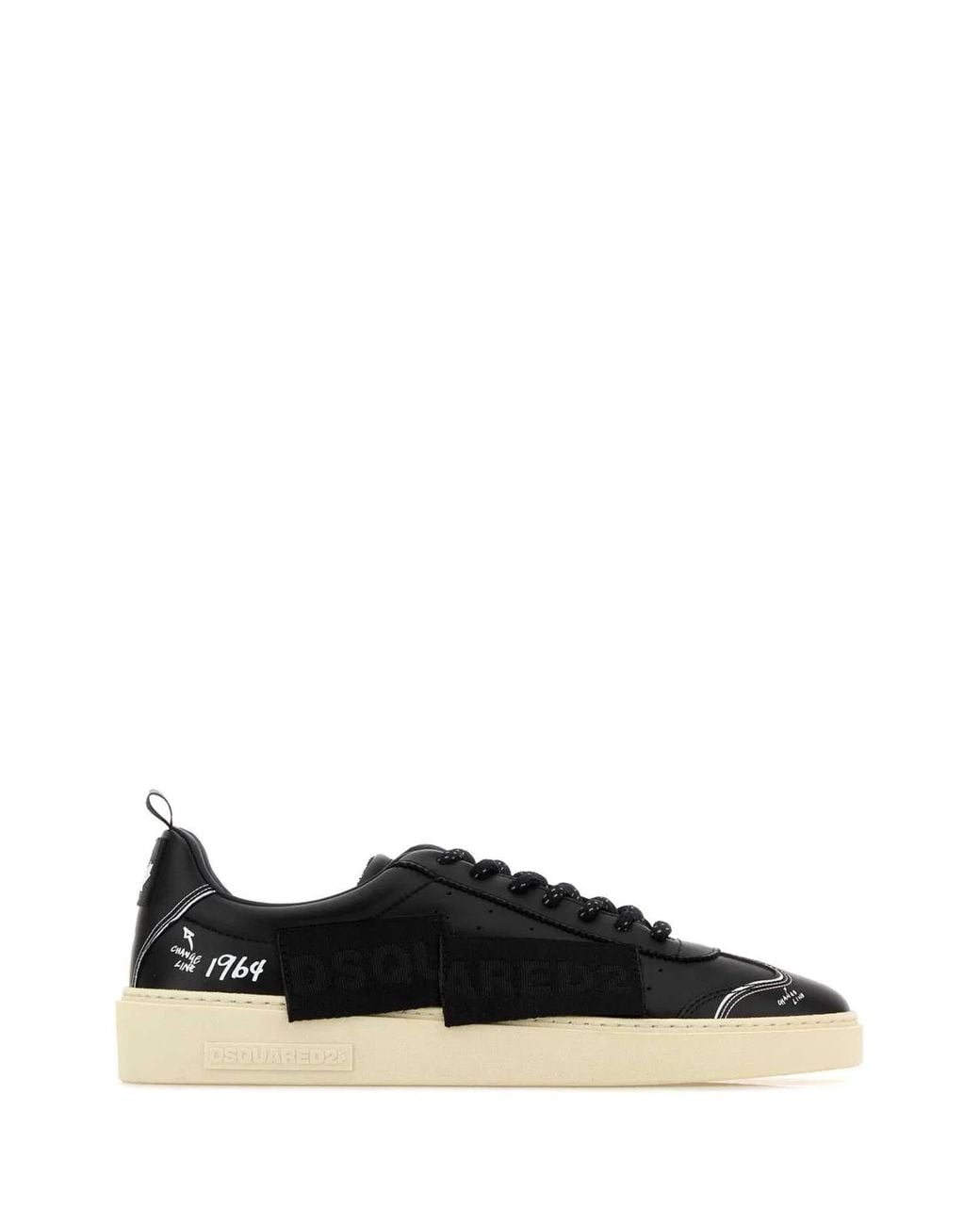 DSquared² Black Leather Rider Sneakers for men