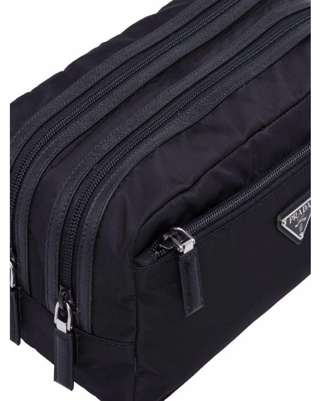Prada Black Nylon Mini Beauty Case With Leather Accents for men