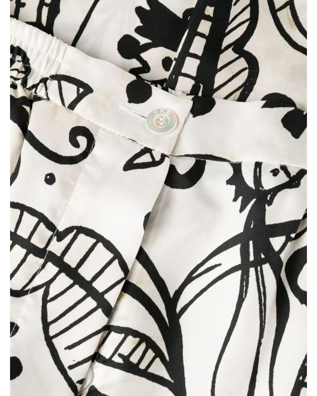 F.R.S For Restless Sleepers White Printed Silk Trousers
