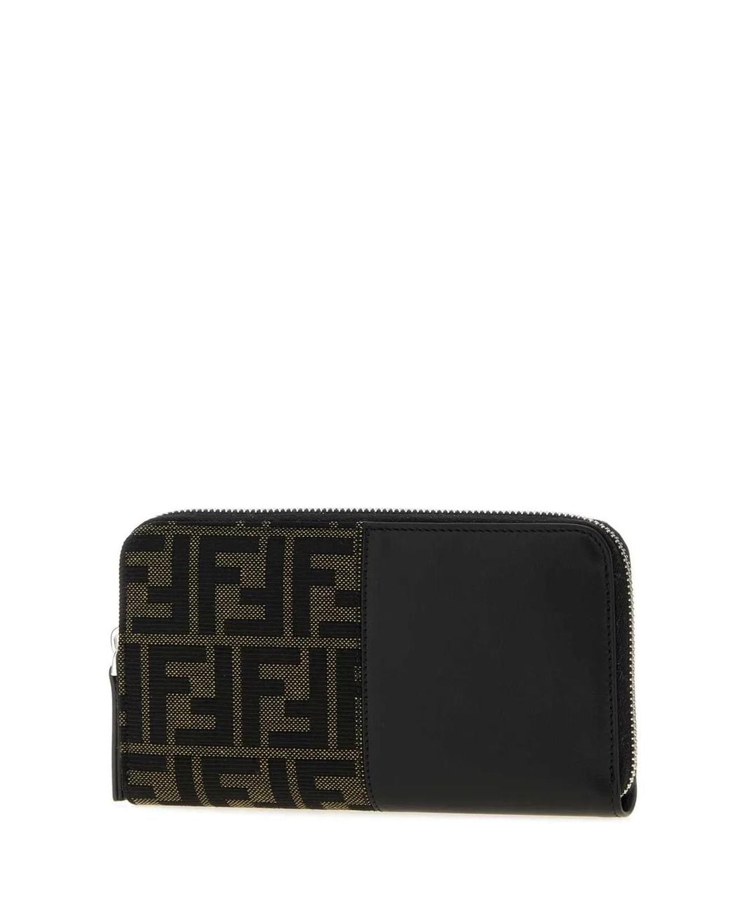 Fendi Black Two-Tone Jacquard And Leather Ff Wallet for men
