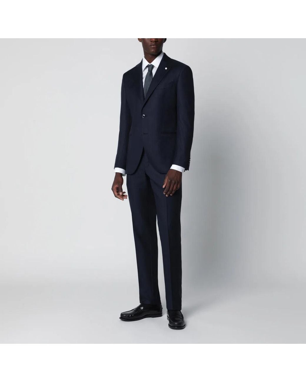 Luigi Bianchi Blue Pinstripe Single-Breasted Wool Suit for men