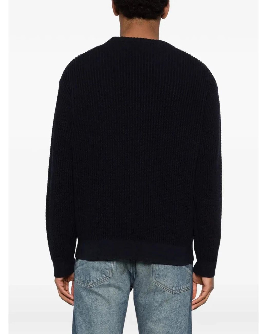 Maison Kitsuné Black Maison Kitsuné Fox Head Cotton Ribbed Jumper for men