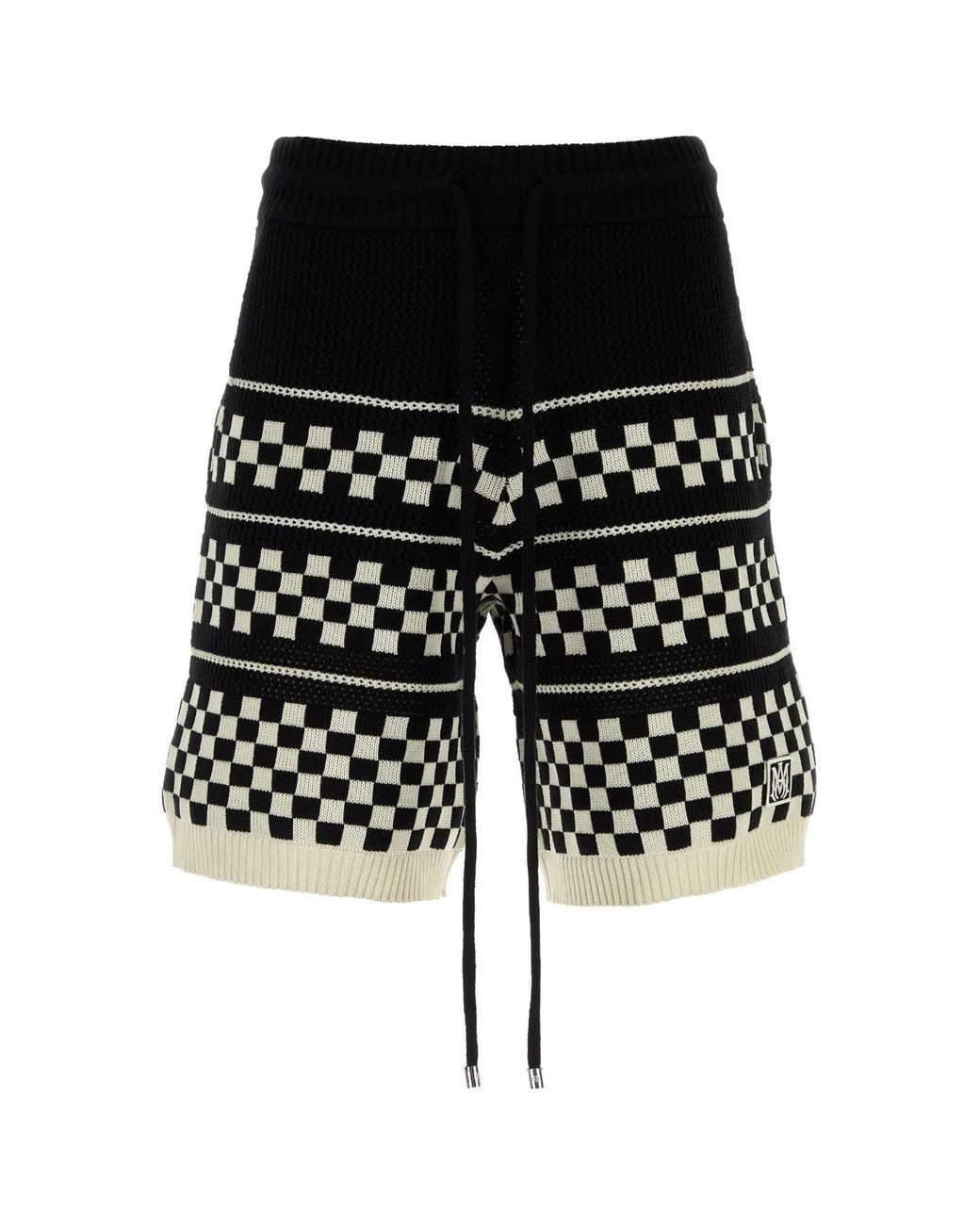 Amiri Black Embroidered Wool Blend Bermuda Shorts for men