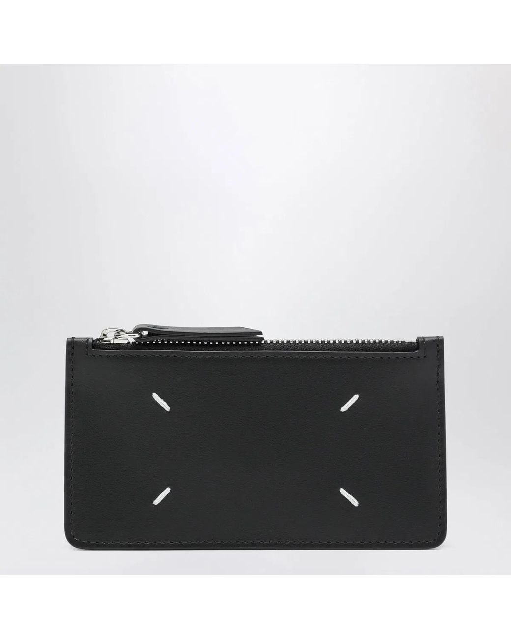 Maison Margiela Black Four Stitches Zip Card Holder for men