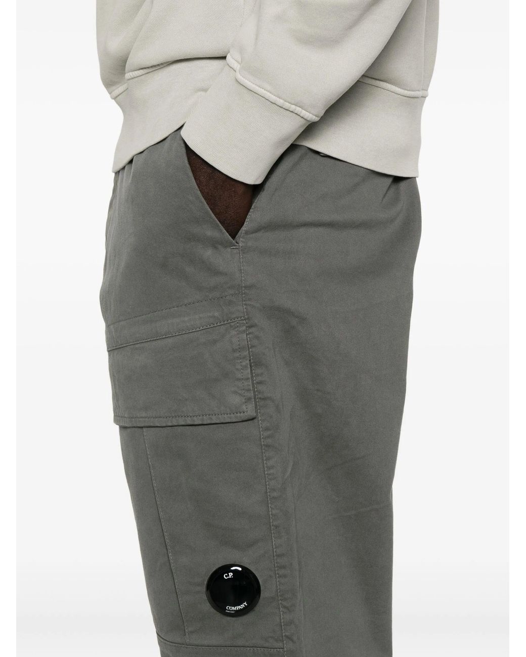 C P Company Gray Gunmetal Cotton Elastane Cargo Pants