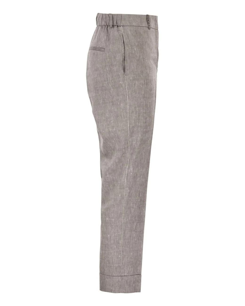 Peserico Gray Wool Blend Flannel Trousers