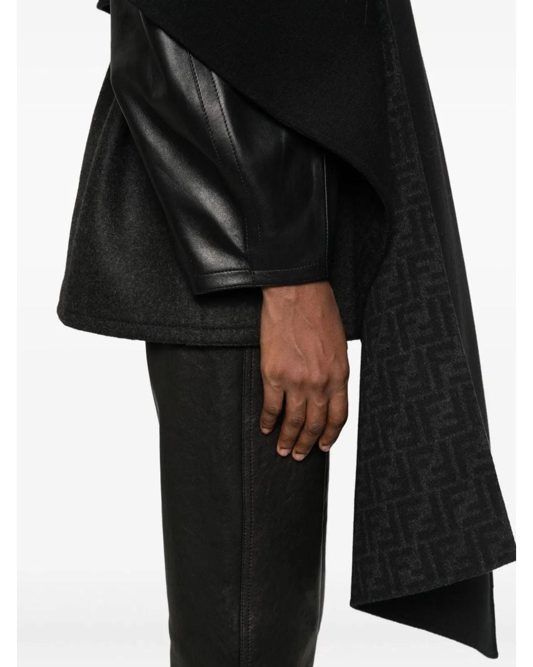 Fendi Black Wool Cape