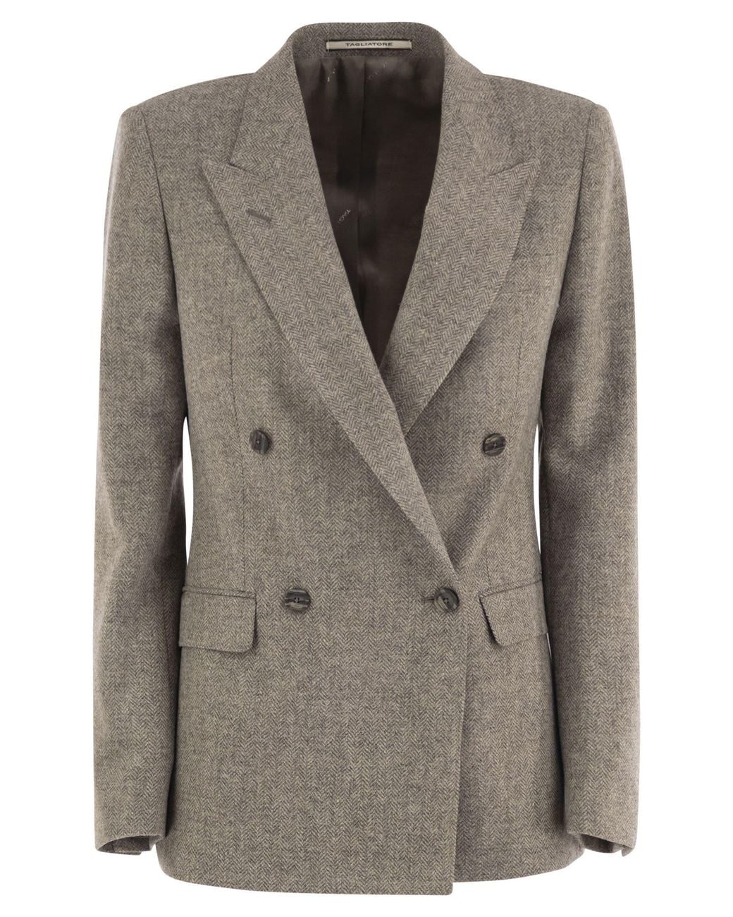 Tagliatore Brown Virgin Wool And Cashmere Double-Breasted Blazer