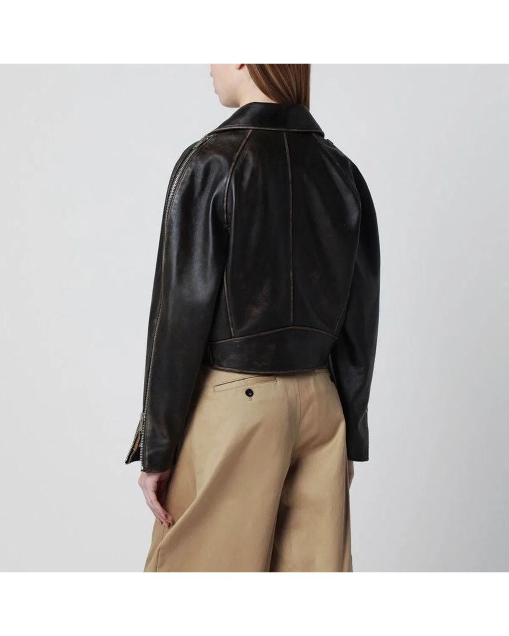 Halfboy Black Oversized Dark Leather Biker Jacket