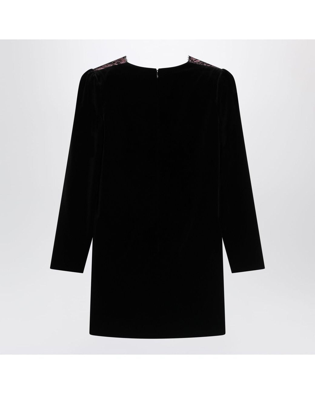 Valentino Black Short Velvet Dress With Lace