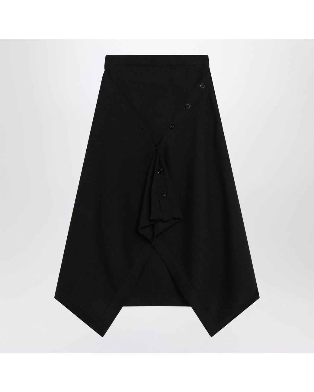 Lemaire Black Merino Wool Blend Midi Skirt