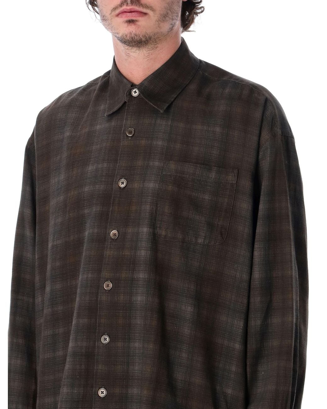 Our Legacy Black Long Sleeve Check Button-Up Shirt for men